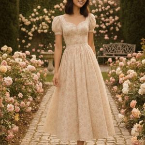 Vintage Floral Midi Dress